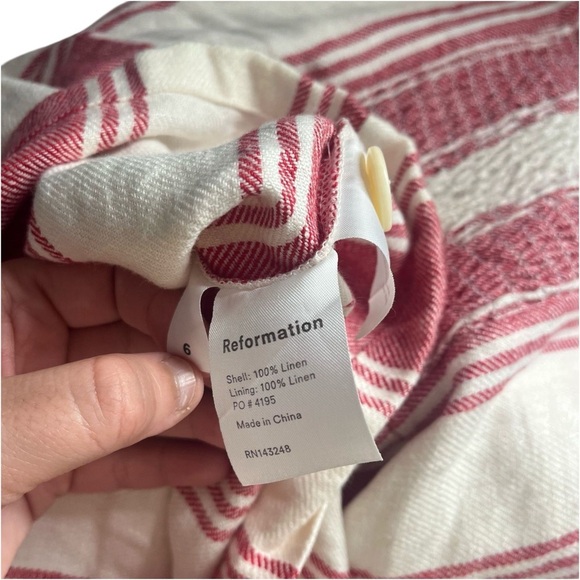 Reformation Linen Coconut Romper Size 6 Cuba Stripe - Picture 7 of 7